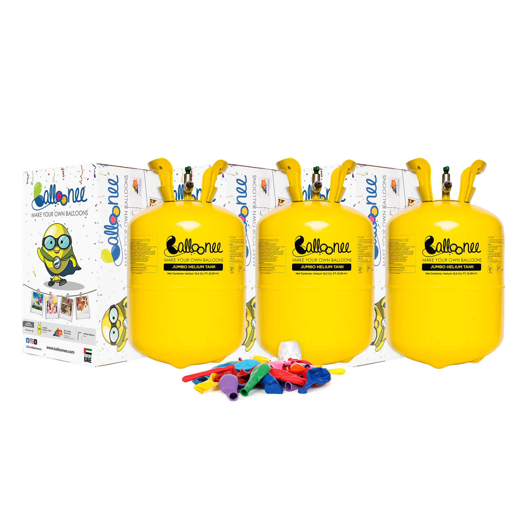 Balloonee Jumbo Disposable Helium Party Kit - Combo Pack of 3 ...