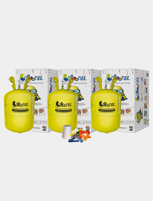 Balloonee Standard Disposable Helium Party Kit - Combo Pack of 3